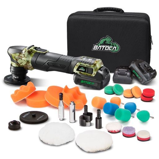 BATOCAS4ミニポリッシャー充電式30mm/75mm両対応コードレスダブルアクション/回転式切替ブラシレスモーター2000-5500rpm4段階スピード調整静音車用研磨機バッテリー2個(12V2.5Ah)付属