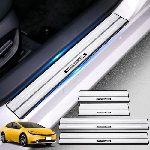 HUDIY（フーディ）スカッフプレート ステンレス製 新型プリウス 60系用 サイドステップガード PRIUS ZVW60 ZVW65 MXWH60 MXWH65 (2023年1月?現行) ドアスカッフプレート 滑り止め 汚れ防止 キズ防止 日本語の取り付kk