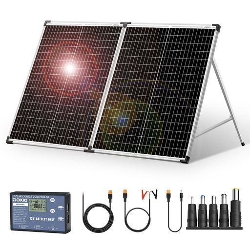 DOKIOソーラーパネル100W18V折りたたみ式モバイルソーラーパネル12Vバッテリー・ポータブル電源対応充電コントローラー2USBポートケース付き持ち運び便利アウトドア・車中泊・停電・災害…