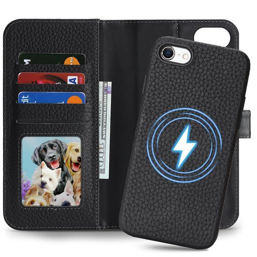 EastClear分離式本革ケースforiPhoneSE2020/SE2022手帳型ケースforiPhone7/8携帯カバーレザーMagSafe対応2in1取り外し自由両用2way小銭入れ札入れカード収納耐衝撃