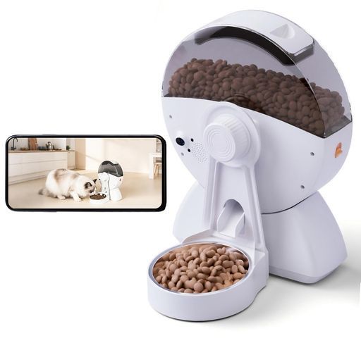 自動給餌器ケージ取付+地面置く2wayカメラ付き猫中小型犬用うさぎオートフィーダースマホ遠隔操作定時定量2L容量自動餌やり機タイマー式2WAY給電ステンレス製ボウル小動物用水洗い可能…