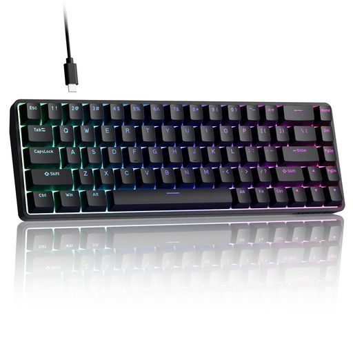 TMKBT68-Cゲーミングキーボードラピッドトリガー磁気スイッチメカニカル68キー有線8000Hzポーリングレート0.02mm-4.0mm可変アクチュエーションRGBバックライトWindowsPC専用ブラック[US配列]