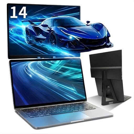 【縦に配置】モバイルモニター14インチスタンドセット最軽量持ち運び縦置き垂直配置上下2画面ノートパソコン用上部設置型デュアルディスプレイIPSパネルフルHDテレワーク在宅勤務ANYSELE…