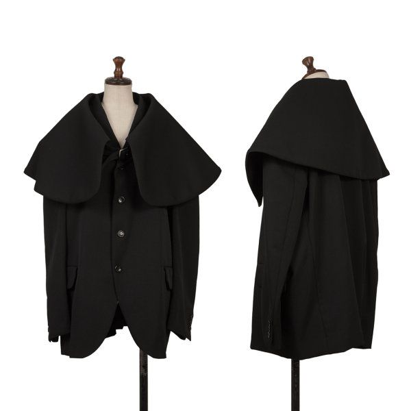 コムデギャルソンCOMME des GARCONS ウールベルテッドラウンドカラージャケット 黒S
