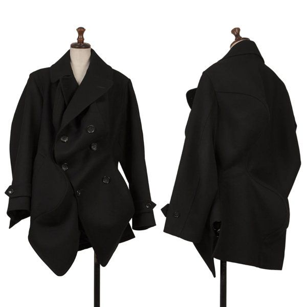 コムデギャルソンCOMME des GARCONS メルトンウール立体カーブジャケット 黒S