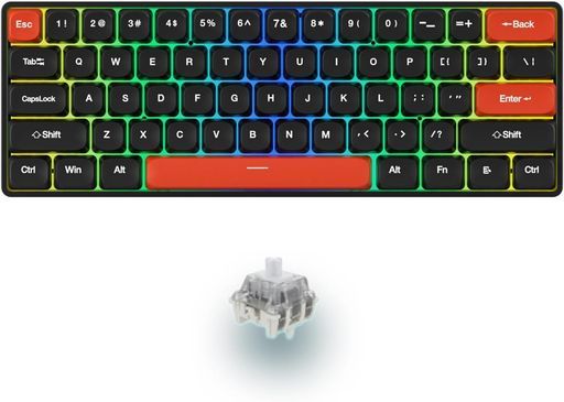 ラピッドトリガーキーボード:ゲーミングキーボードメカニカル式磁気軸精度RT0.04mmRGB発光61キー伝送スピード8000HZType-CUSB有線接続マグネチックシャフトLEDバックライト付きゲーミングキー…