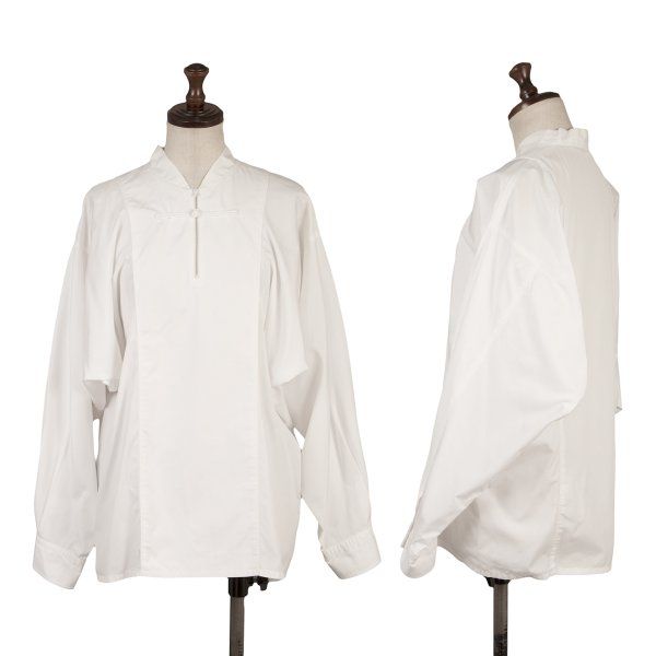 コムデギャルソンCOMME des GARCONS チャイナボタンドルマンハーフジップブラウス 白M位