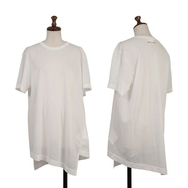 コムデギャルソンCOMME des GARCONS ポリメッシュアシンメトリーカットソー 白M