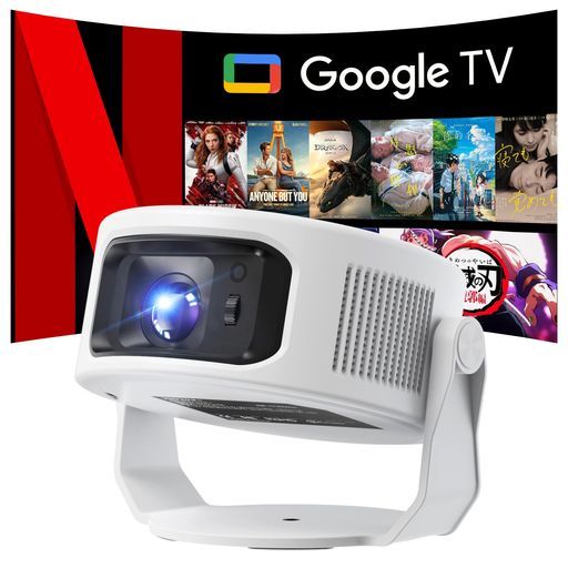 Philoentプロジェクター家庭用小型【GoogleTV搭載&1080P8K対応&HDR高ダイナミック画質&1400Ansi】HiFiスピーカー内蔵270°回転天井静音0.5M短距離投影WiFi6Bluetooth5.4