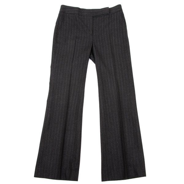 セオリーリュクスTheory luxe ウールストライプフレアパンツ グレー茶水色42