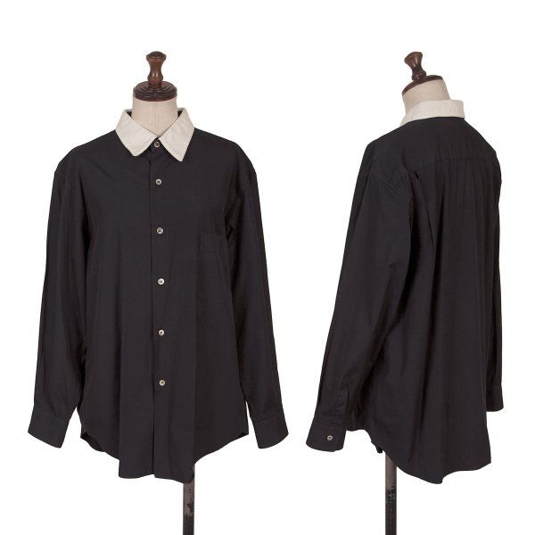 コムデギャルソンCOMME des GARCONS 襟切替長袖シャツ 紺白M位