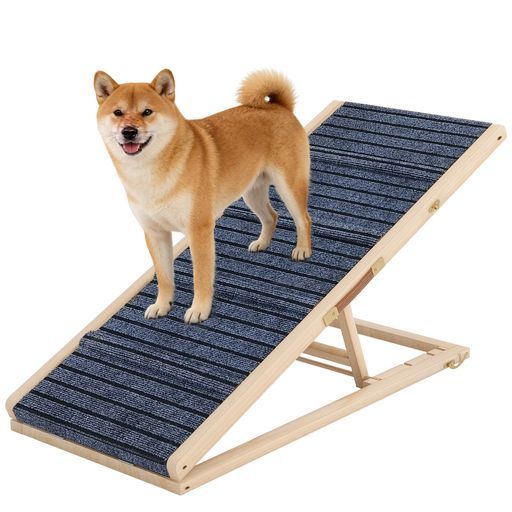 U-Yocanpet犬スロープペットスロープドッグステップ犬用階段折りたたみ木製高さ30/40/50/60cmの4段階調節耐荷重60kg滑り止め付き段差なし設計高齢犬介護用小型中型犬用幅40cm長さ100cm