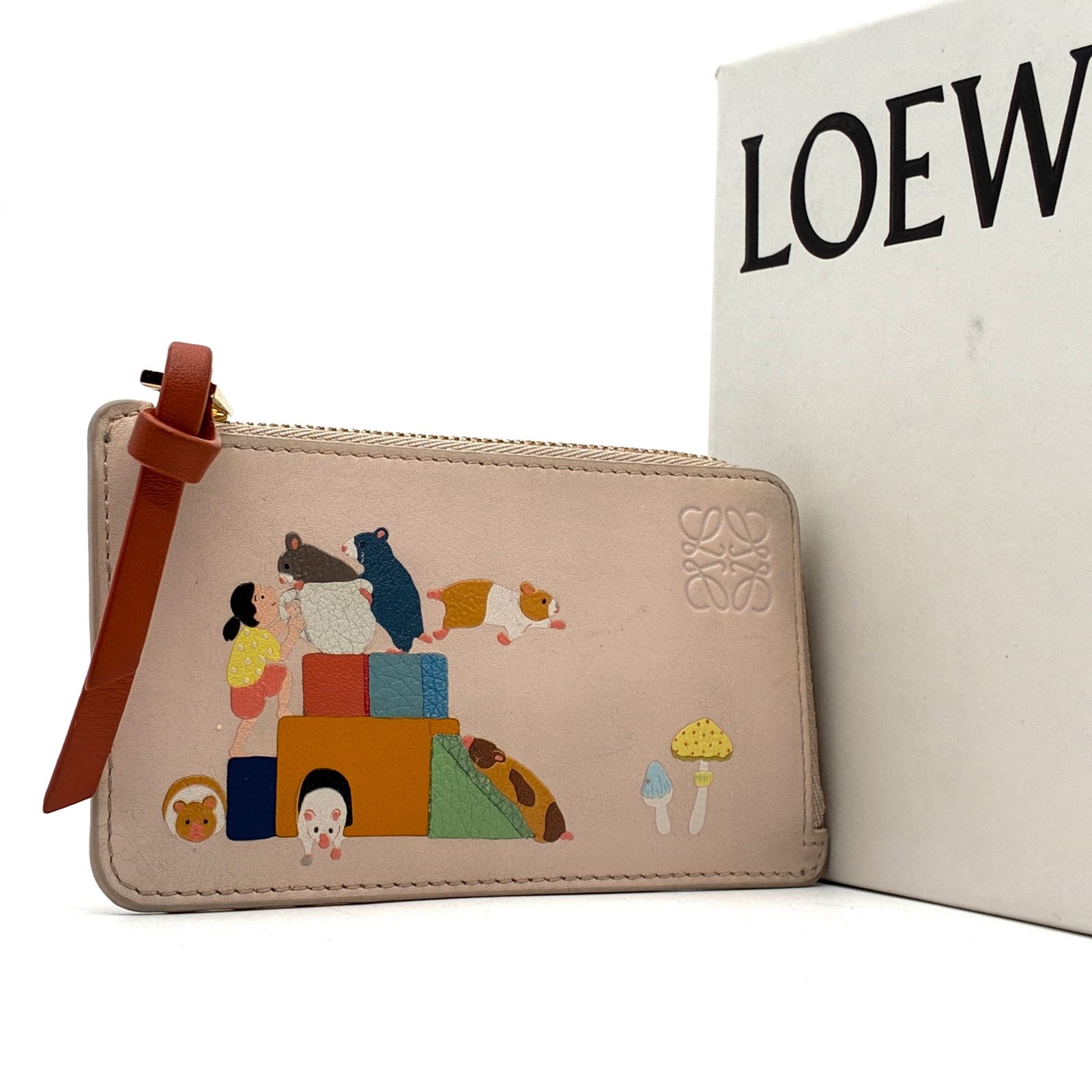 LOEWE ロエベ スナフジタ コラボ アナグラム コインカードホルダー フラグメントケース クラシックカーフ レザー オート ベージュ ハムスター キノコ 限定品 希少 レディース メンズ 財布 ミニウォレット