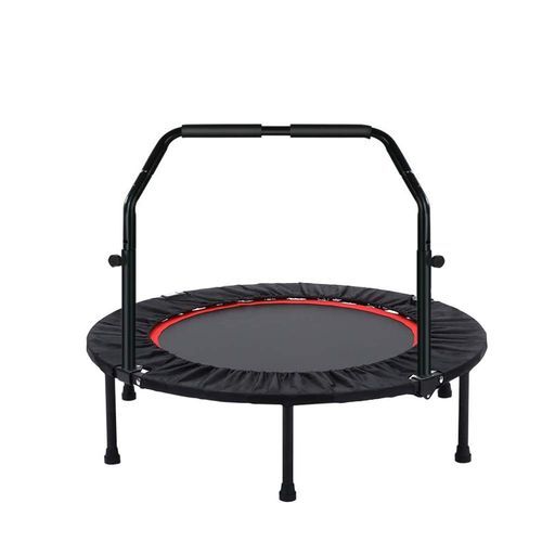 新モデルトランポリン耐荷重200kgトランポリン折りたたみ式で8本脚バネ40本大型120cm収納便利静音の設計ジム家庭用子供用大人用室内兼用(黒手すり付き直径120CM) 14,761円