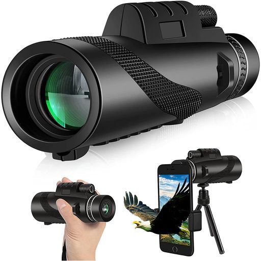 単眼望遠鏡80x100高倍率単眼鏡スマホ望遠レンズスマホレンズ小型BAK4FMCプリズム高透過率伸縮式三脚携帯電話ホルダー片手操作野鳥観察観劇ライブアウトドア野球観戦Black