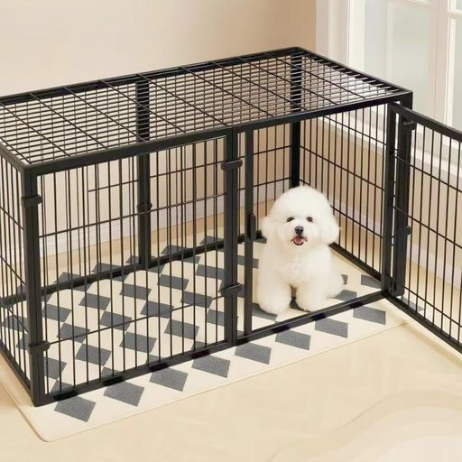 TUIYIDUOペットサークル犬ゲージペットフェンス120x60x70.8CM屋根面付き、2つのドア柵脱走防止DIYレイアウト自由自立ケージ大・中・小型犬対応ドッグサークルペット用品組立簡単室内外で使…