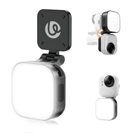 UlanziLEDビデオライトInsta360Goultraに対応マグネット式撮影ライト1/4ネジ穴付き180°回転式ストラップホール付きType-C充電式500mAh小型5600k明るさ調整CRI95+軽量持ち運び便利