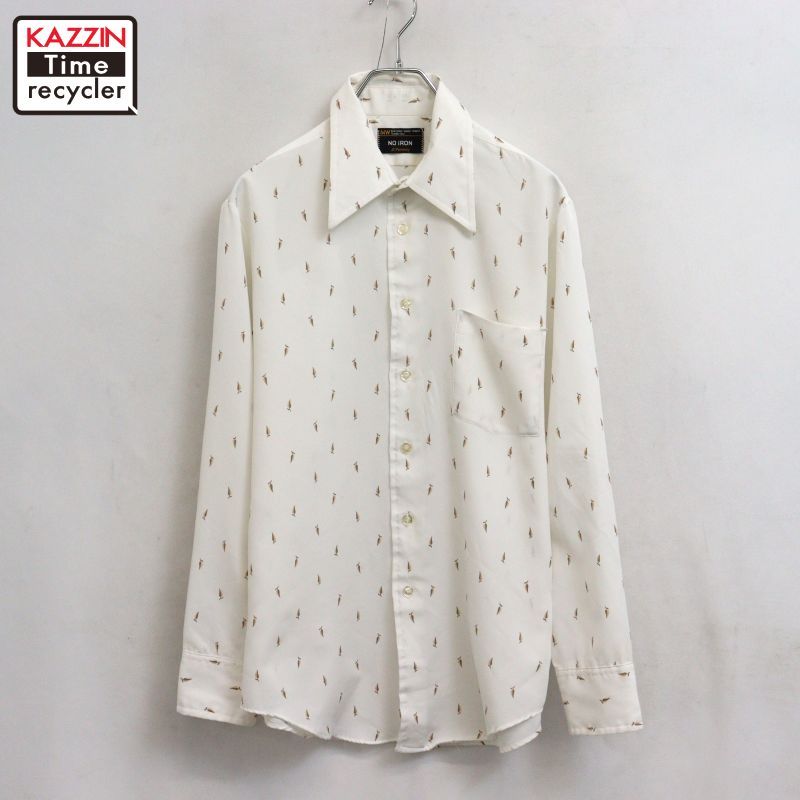 70s vintage J.C.Penney 総柄 長袖シャツ メンズ 表記15 1/2サイズ
