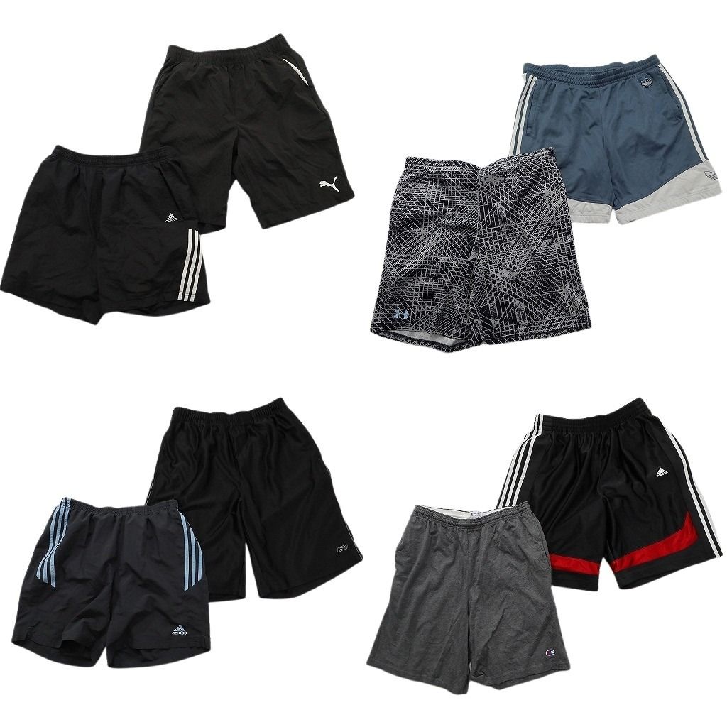 古着卸 まとめ売り スポーツブランドMIX ショートパンツ 8枚セット ( メンズ L ) アディダス チャンピオン プーマ リーボック 中古 NE6389