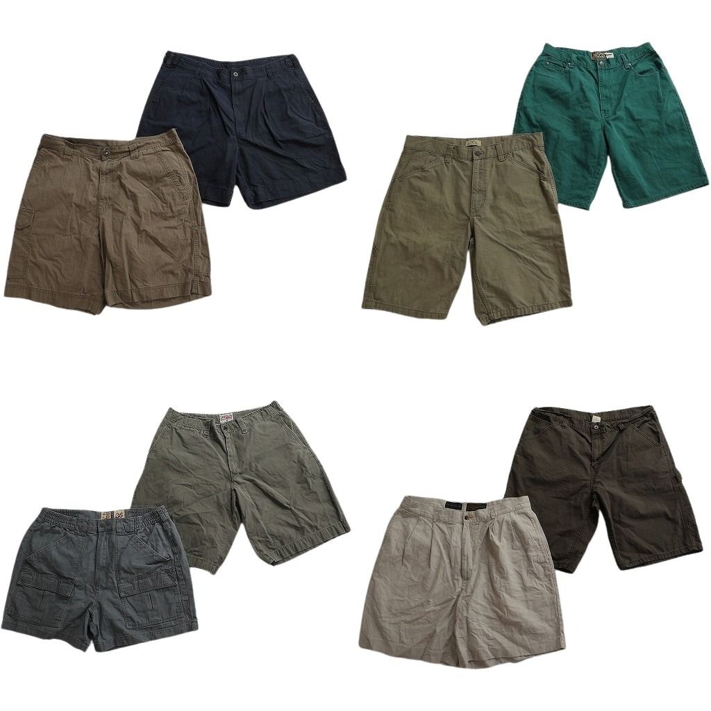 古着卸 まとめ売り ショートパンツ MIX 8枚セット ( メンズ 36 ) ネイビー ベージュ カーゴ グレー グリーン 中古 古着 NE6404