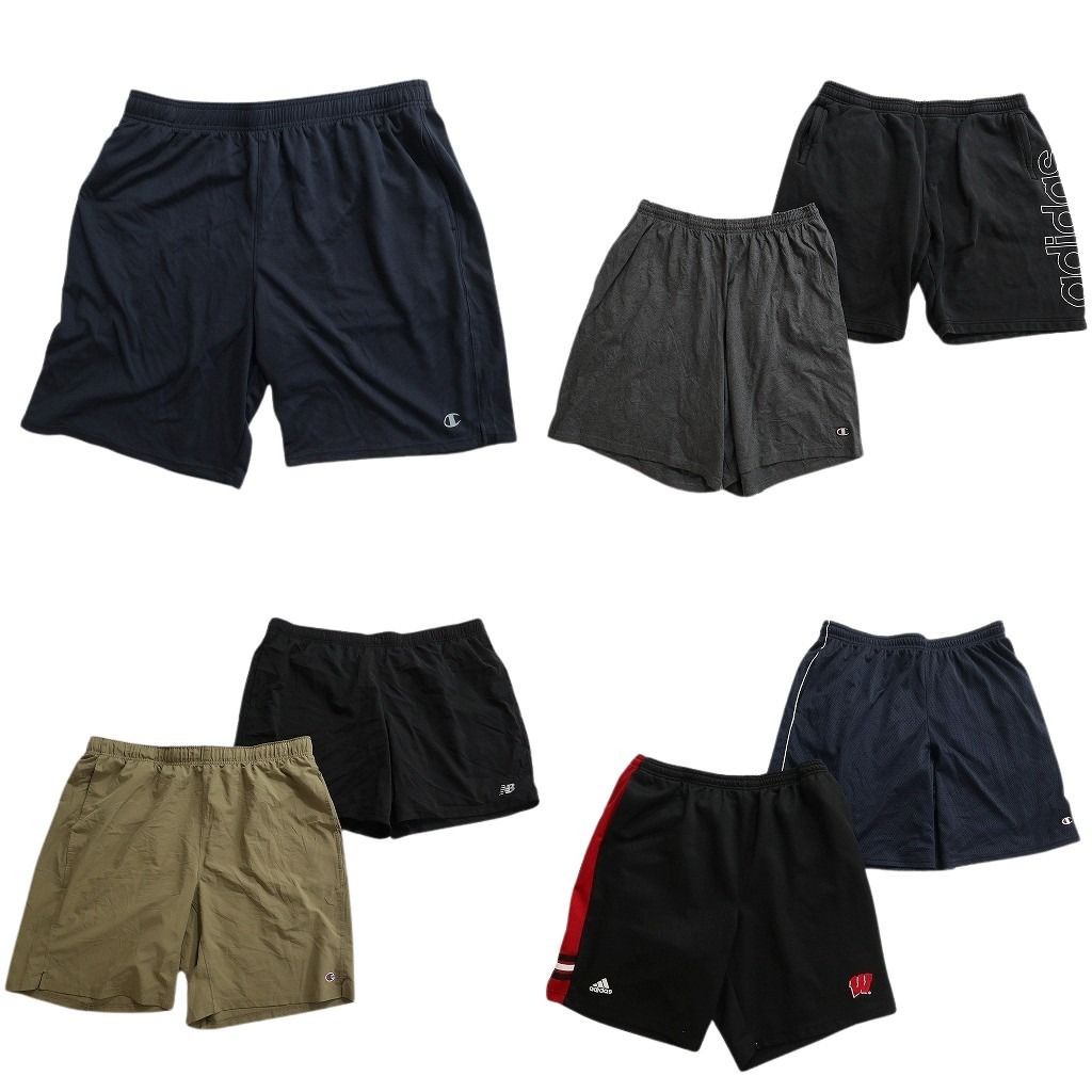 古着卸 まとめ売り スポーツブランドMIX ショートパンツ 7枚セット ( メンズ 2XL ) チャンピオン ニューバランス アディダス 中古 NE6420