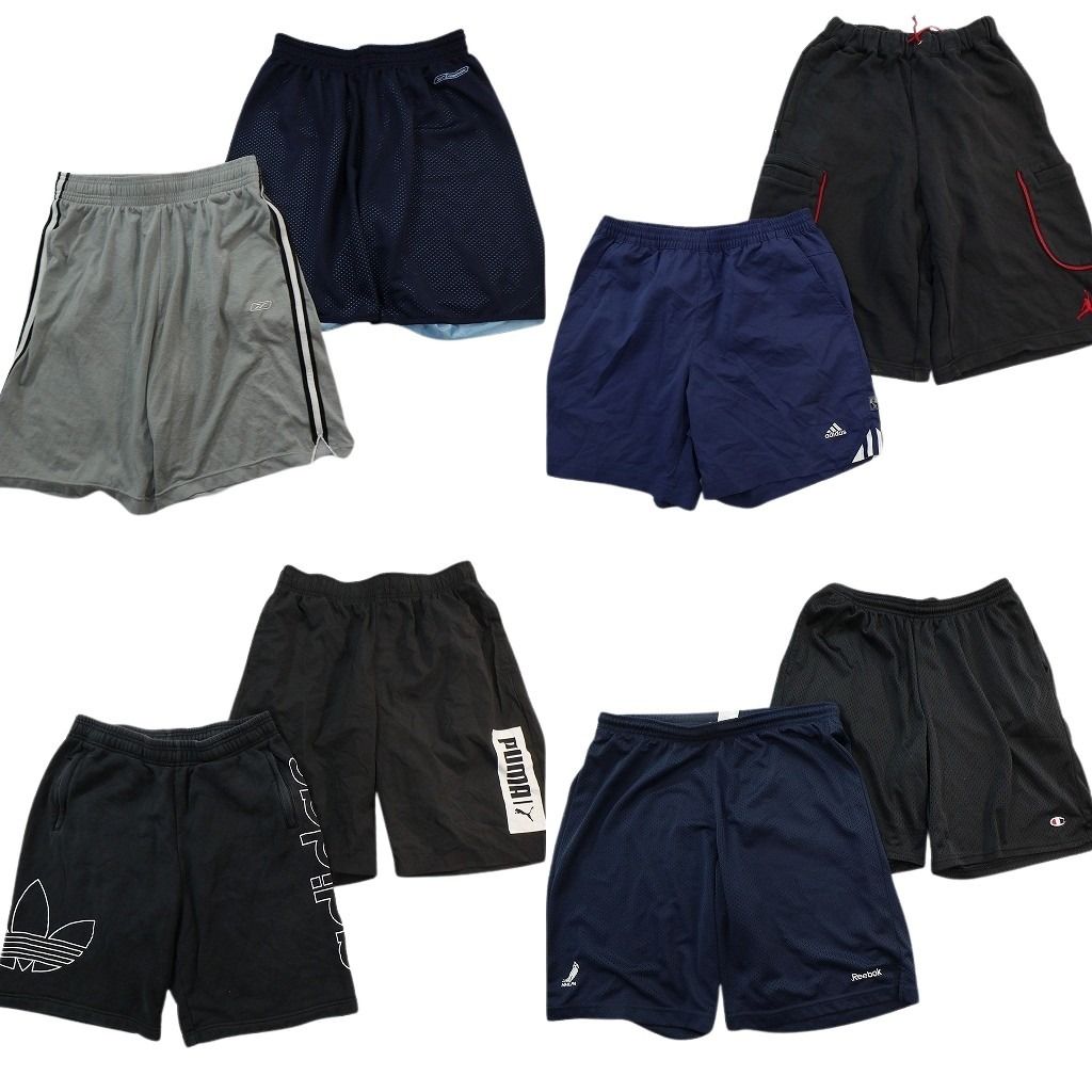古着卸 まとめ売り スポーツブランドMIX ショートパンツ 8枚セット ( メンズ M ) リーボック アディダス チャンピオン 中古 古着 NE6451