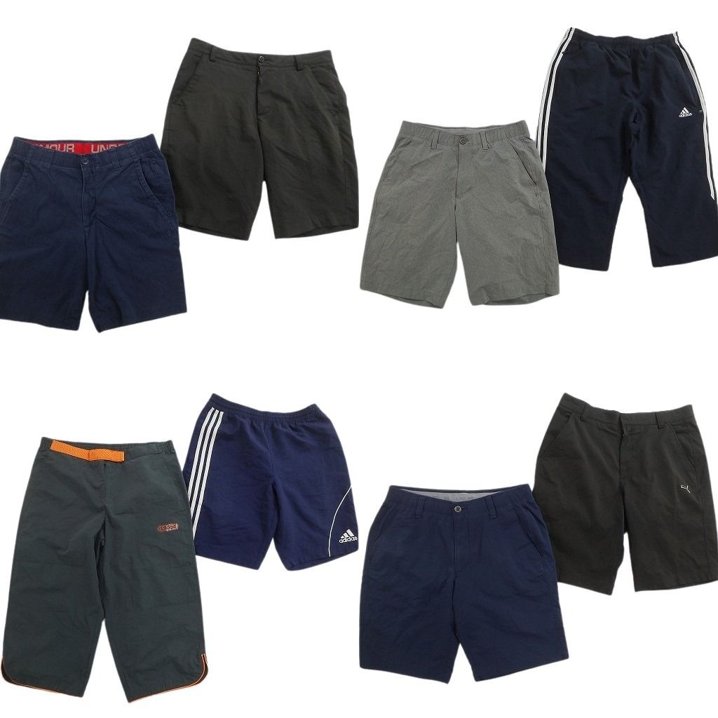 古着卸 まとめ売り スポーツブランドMIX ショートパンツ 8枚セット ( メンズ 32 ) アディダス プーマ アンダーアーマー 中古 古着 NE6463