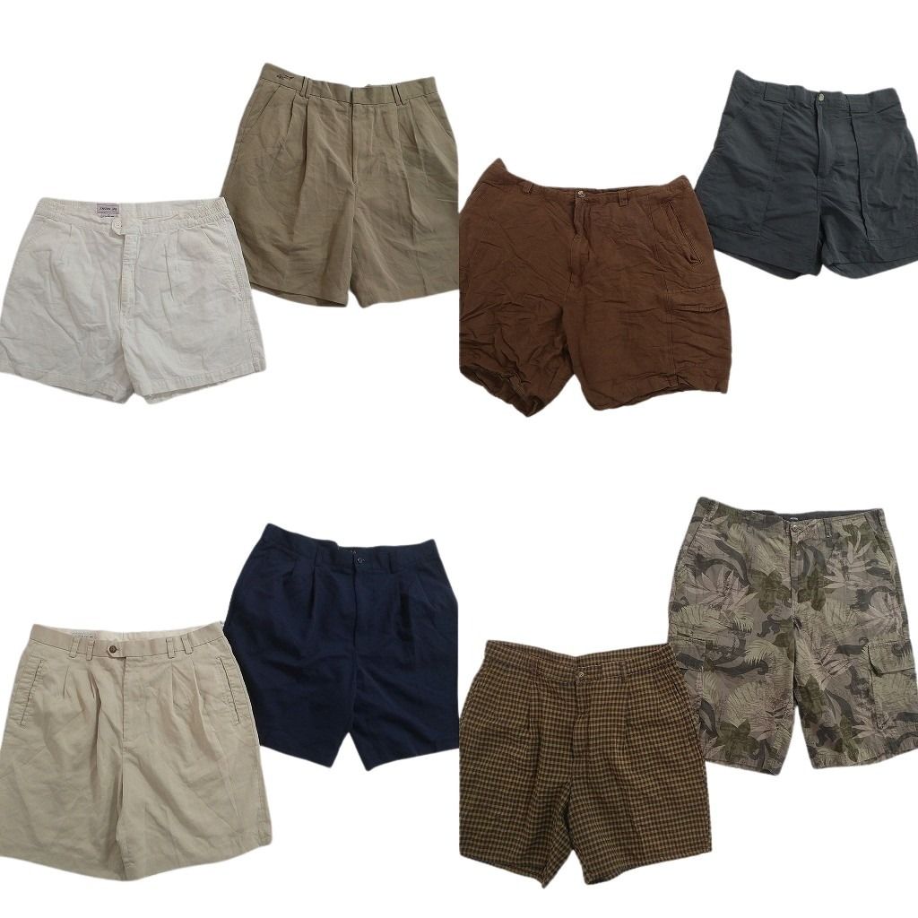 古着卸 まとめ売り ショートパンツ MIX 8枚セット ( メンズ 36 ) タック ベージュ ホワイト チェック リーフ柄 中古 古着 NE6464 7,448円
