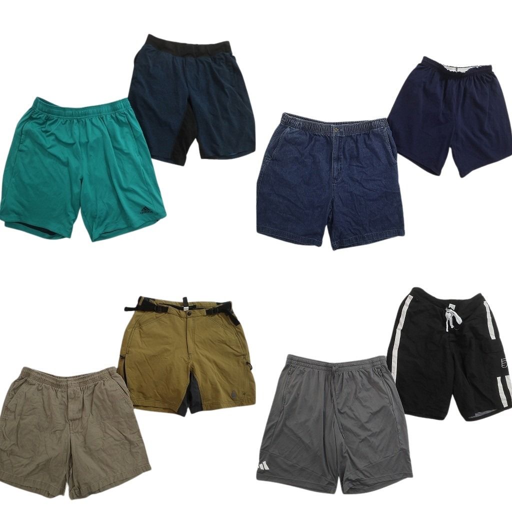 古着卸 まとめ売り ショートパンツ MIX 8枚セット ( メンズ L ) イージー ベージュ デニム インディゴブルー 中古 古着 NE6465