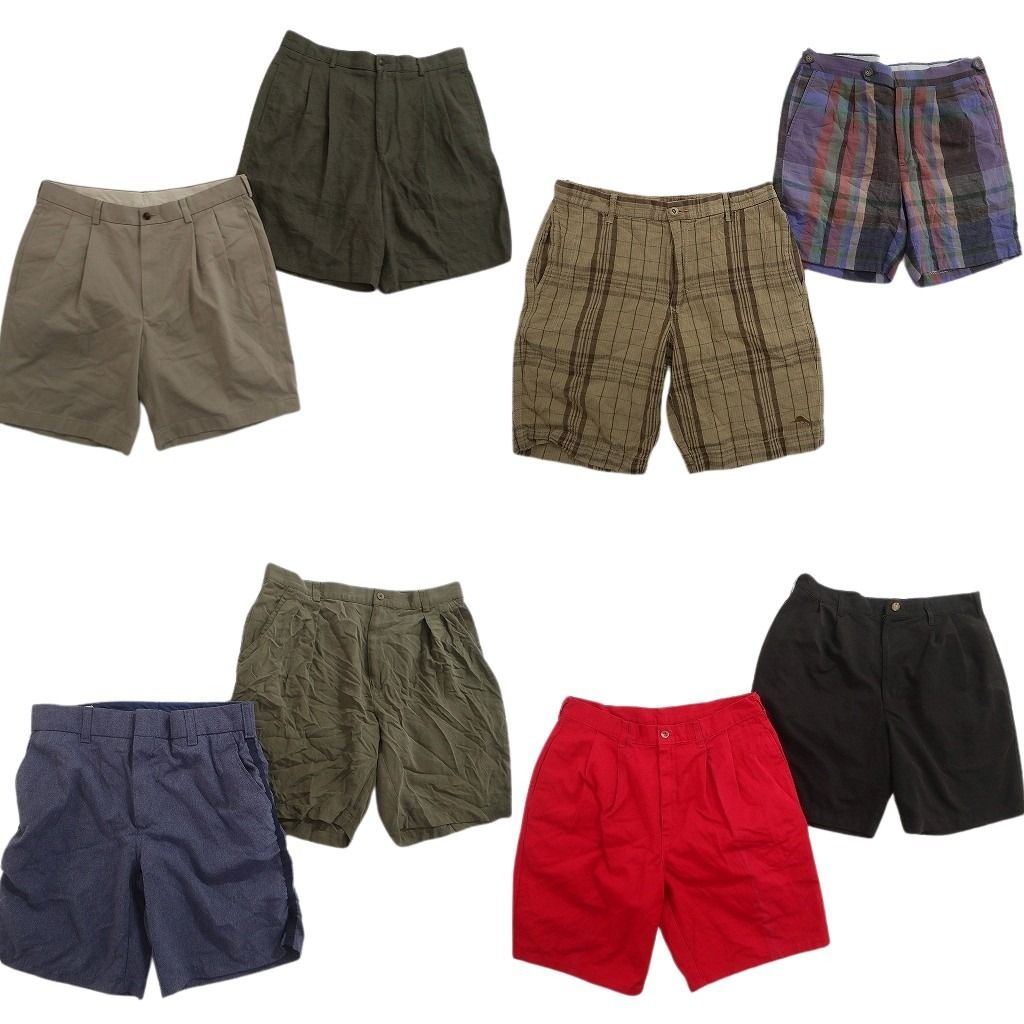 古着卸 まとめ売り ショートパンツ MIX 8枚セット ( メンズ 34 ) ブルックス タック ベージュ ブラック チェック 中古 古着 NE6467