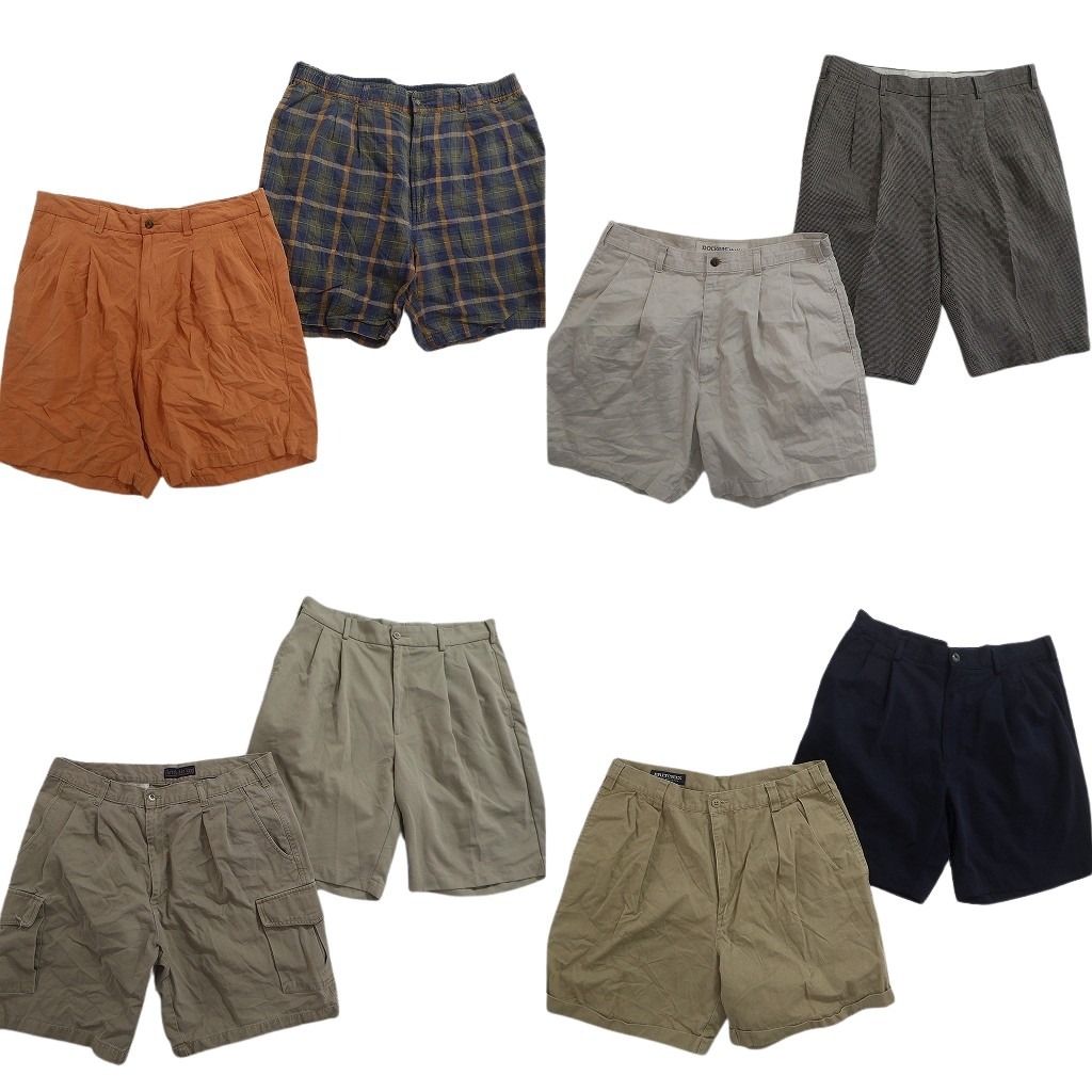 古着卸 まとめ売り ショートパンツ MIX 8枚セット ( メンズ 34 ) チェック ベージュ ネイビー カーゴ 中古 古着 NE6472