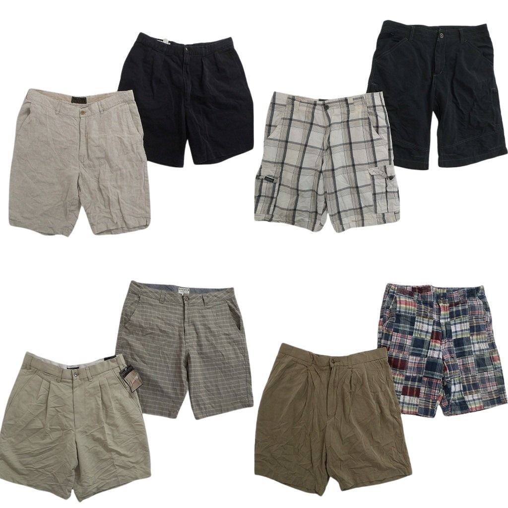 古着卸 まとめ売り ショートパンツ MIX 8枚セット ( メンズ 34 ) タック チェック パッチワーク デッドストック 中古 古着 NE6474