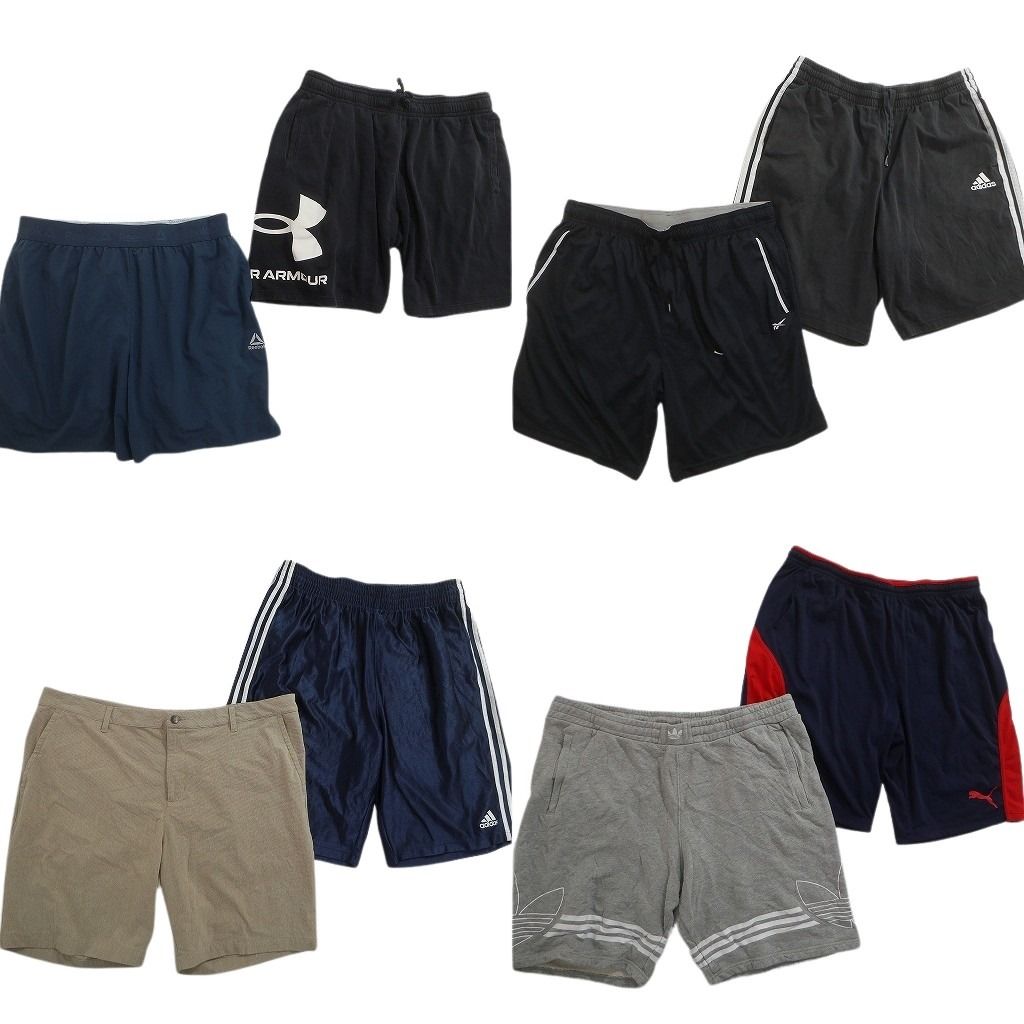 古着卸 まとめ売り スポーツブランドMIX ショートパンツ 8枚セット ( メンズ 42/2XL ) リーボック アディダス プーマ 中古 古着 NE6478