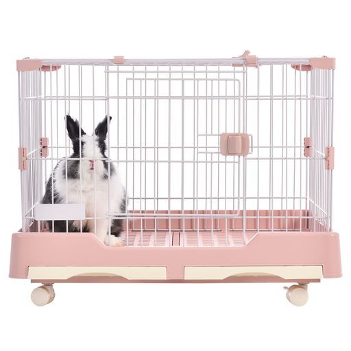 BTM小動物ケージウサギケージキャスター付き小型ペットケージハムスターケージ屋根付き天井扉引き出しトイレ付き飼育ケージワイヤーケージいぬうさぎ組立簡単ルームケージ小動物用室…