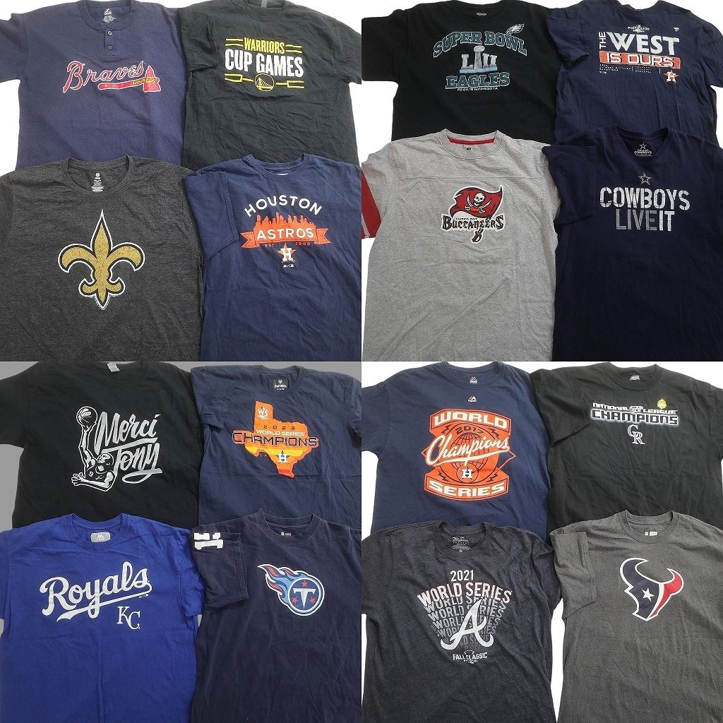 古着卸 まとめ売り プロチーム Tシャツ 16枚セット ( メンズ XL/2XL ) MLB アストロズ NBA ウォリアーズ NFL テキサンズ 中古 古着 NE6505