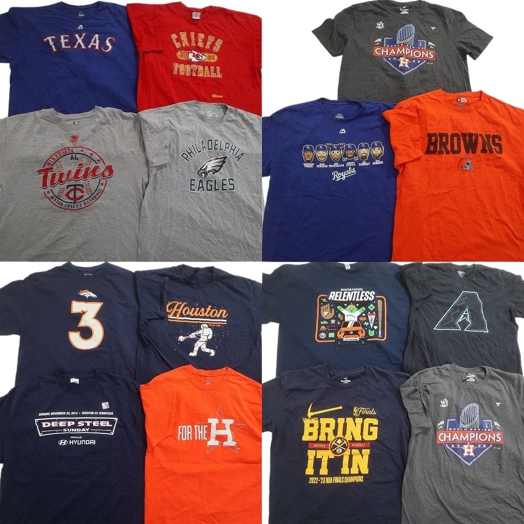 古着卸 まとめ売り プロチーム Tシャツ 15枚セット ( メンズ XL ) NBA ナゲッツ NFL ブラウンズ チーフス イーグルス 中古 古着 NE6511