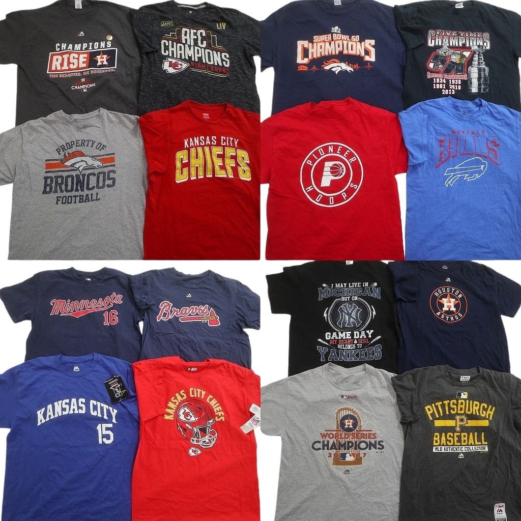 古着卸 まとめ プロチーム Tシャツ 16枚セット ( メンズ L ) NFL ブロンコス MLB パイレーツ ヤンキース デッドストック 中古 古着 NE6512