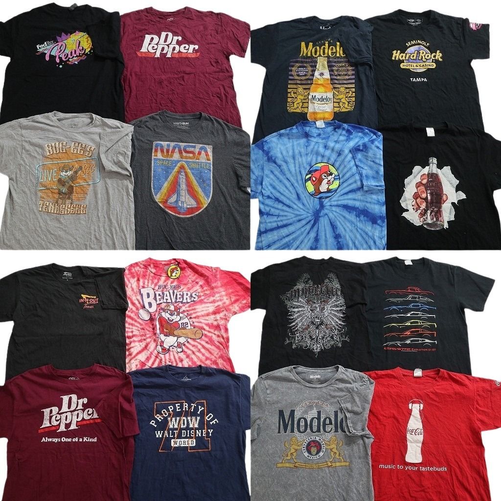 古着卸 まとめ売り 有名企業 Tシャツ 16枚セット ( メンズ L ) ドクターペッパー NASA コカ・コーラ バッキーズ 中古 古着 NE6538