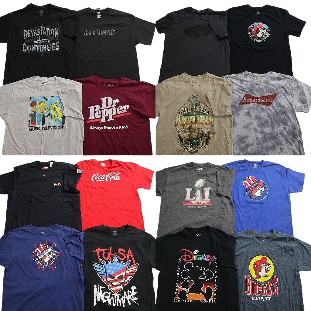 古着卸 まとめ売り 有名企業 Tシャツ 16枚セット ( メンズ L ) MTV ドクターペッパー ジャックダニエルズ ディズニー 中古 古着 NE6539