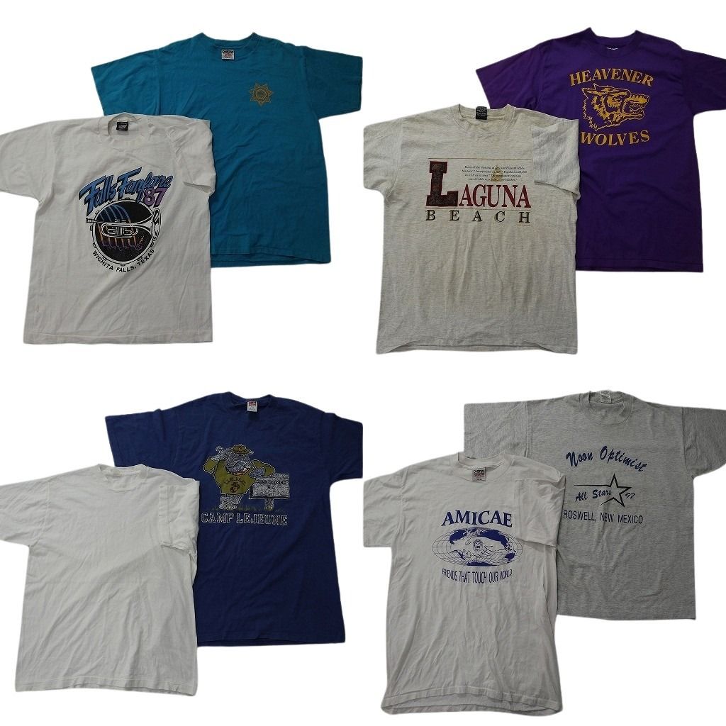 古着卸 まとめ売り シングル Tシャツ 8枚セット ( メンズ L ) フルーツオブザルーム ヘインズ カレッジ風 中古 古着 NE6541 7,154円