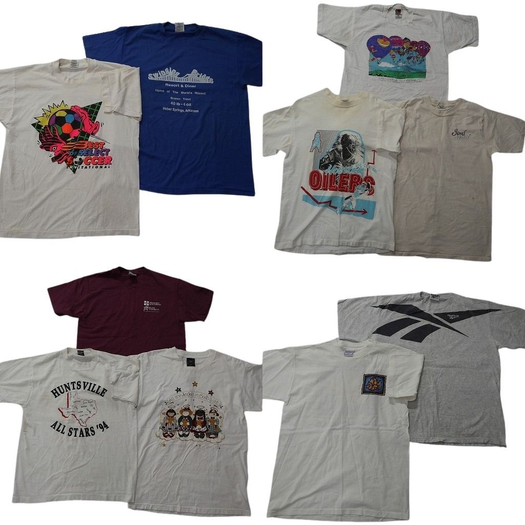 古着卸 まとめ売り シングル Tシャツ 10枚セット ( メンズ L ) リーボック フルーツオブザルーム ワンポイント 中古 古着 NE6543