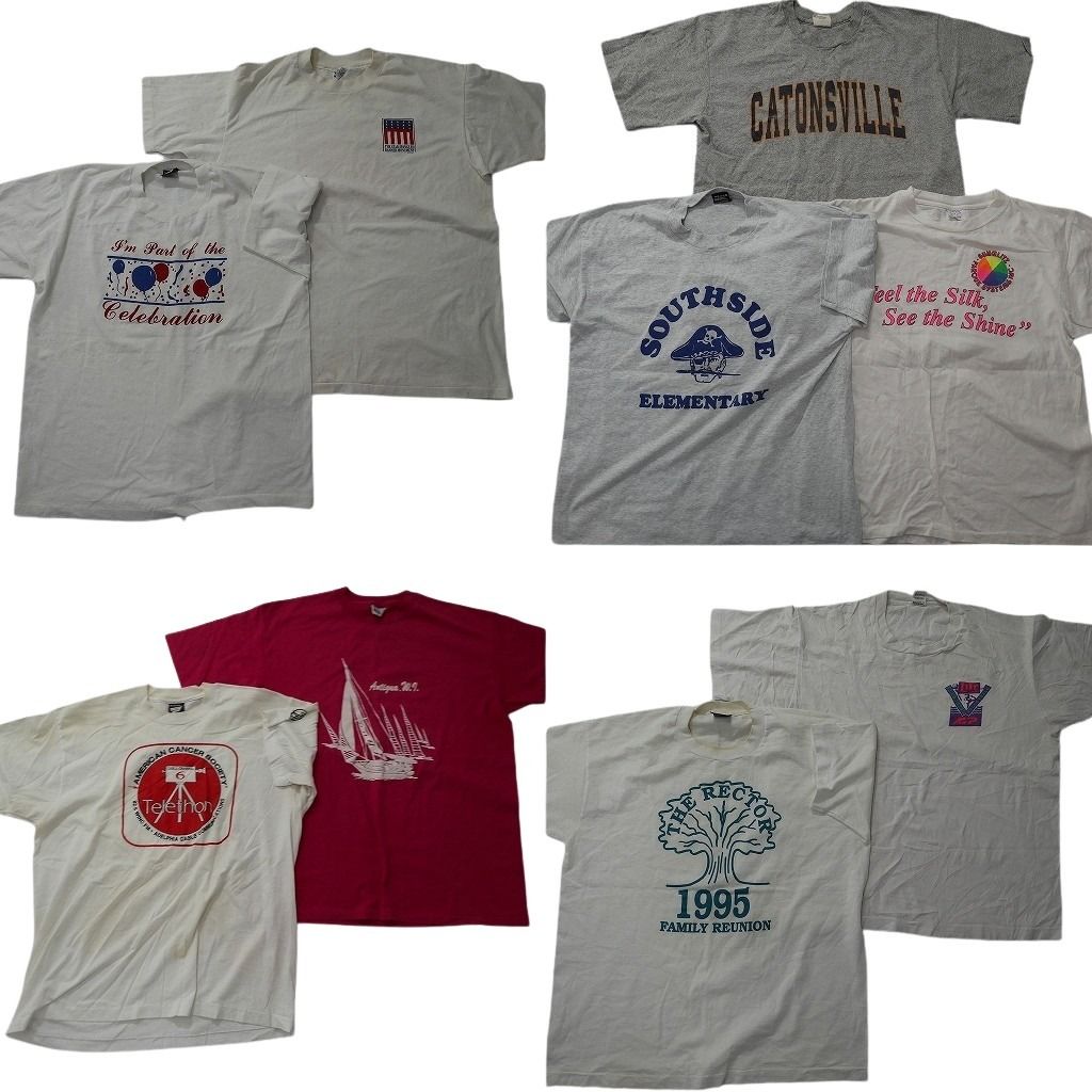 古着卸 まとめ売り シングル Tシャツ 9枚セット ( メンズ XL ) フルーツオブザルーム ワンポイント カレッジ風 中古 古着 NE6551
