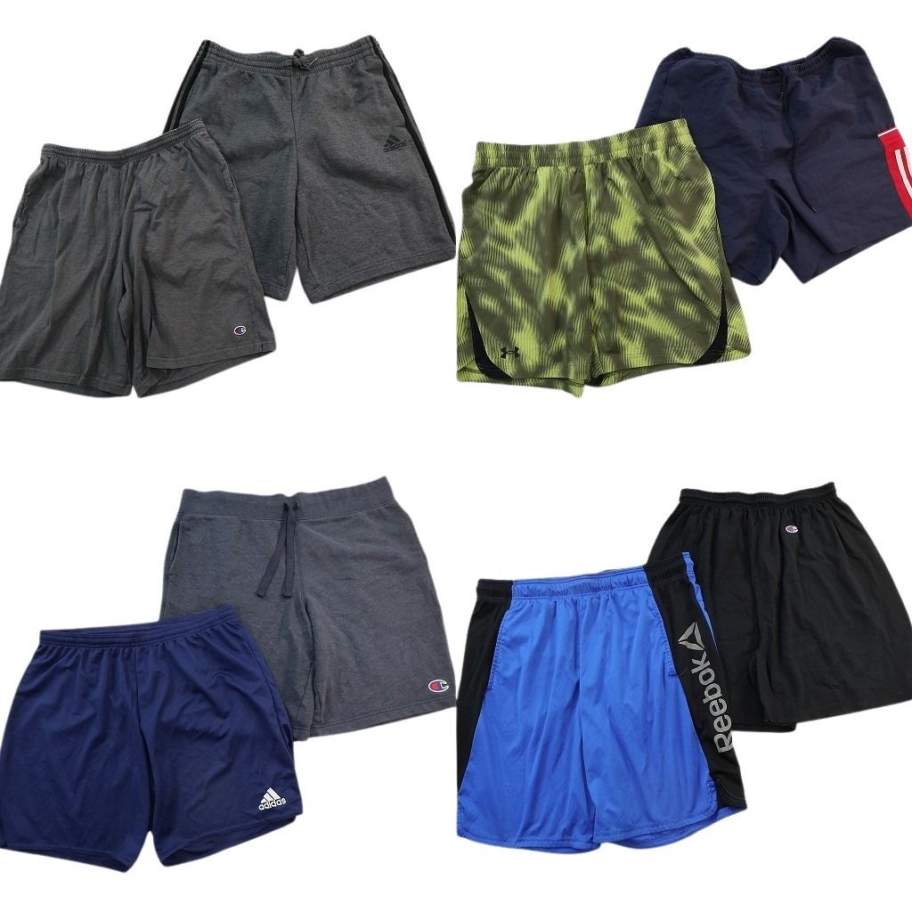 古着卸 まとめ売り スポーツブランドMIX ショートパンツ 8枚セット ( メンズ XL ) チャンピオン アディダス リーボック 中古 古着 NE6562