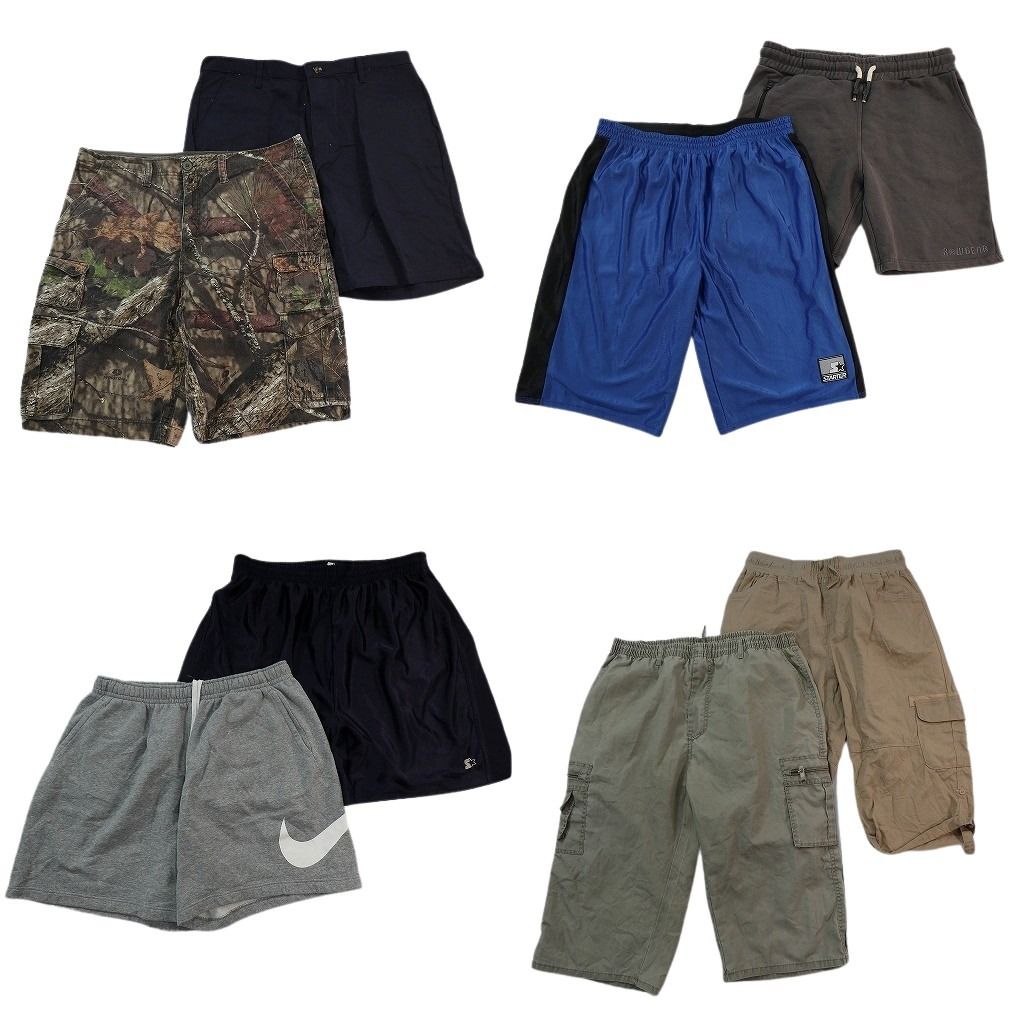 古着卸 まとめ売り ショートパンツ MIX 8枚セット ( メンズ 2XL/40 ) カーゴ リアルツリー柄 イージーパンツ バイカラー 中古 古着 NE6581