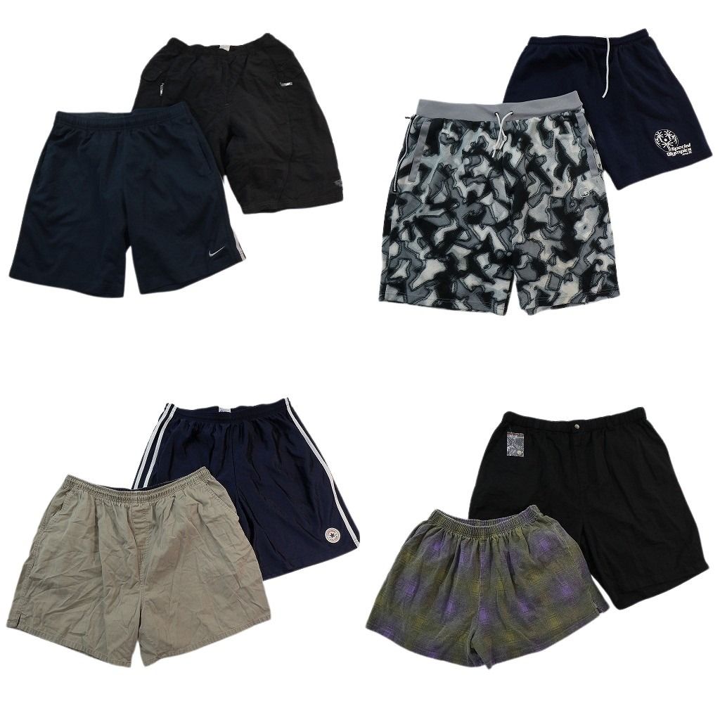 古着卸 まとめ売り ショートパンツ MIX 8枚セット ( メンズ XL ) イージーパンツ サイドライン ワンポイント 中古 古着 NE6583