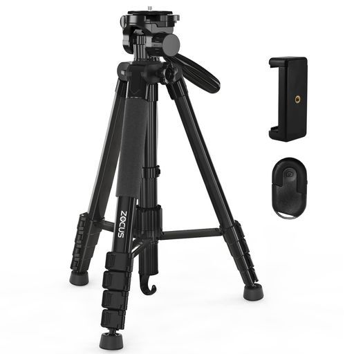 ZOCUS三脚リモコン付き一脚可変式全高1900mm脚径26mm5段3Way雲台水準器クイックシュー式アルミ製スマホホルダーキャリングバッグ付き一眼レフビデオカメラスマホ対応ブラック