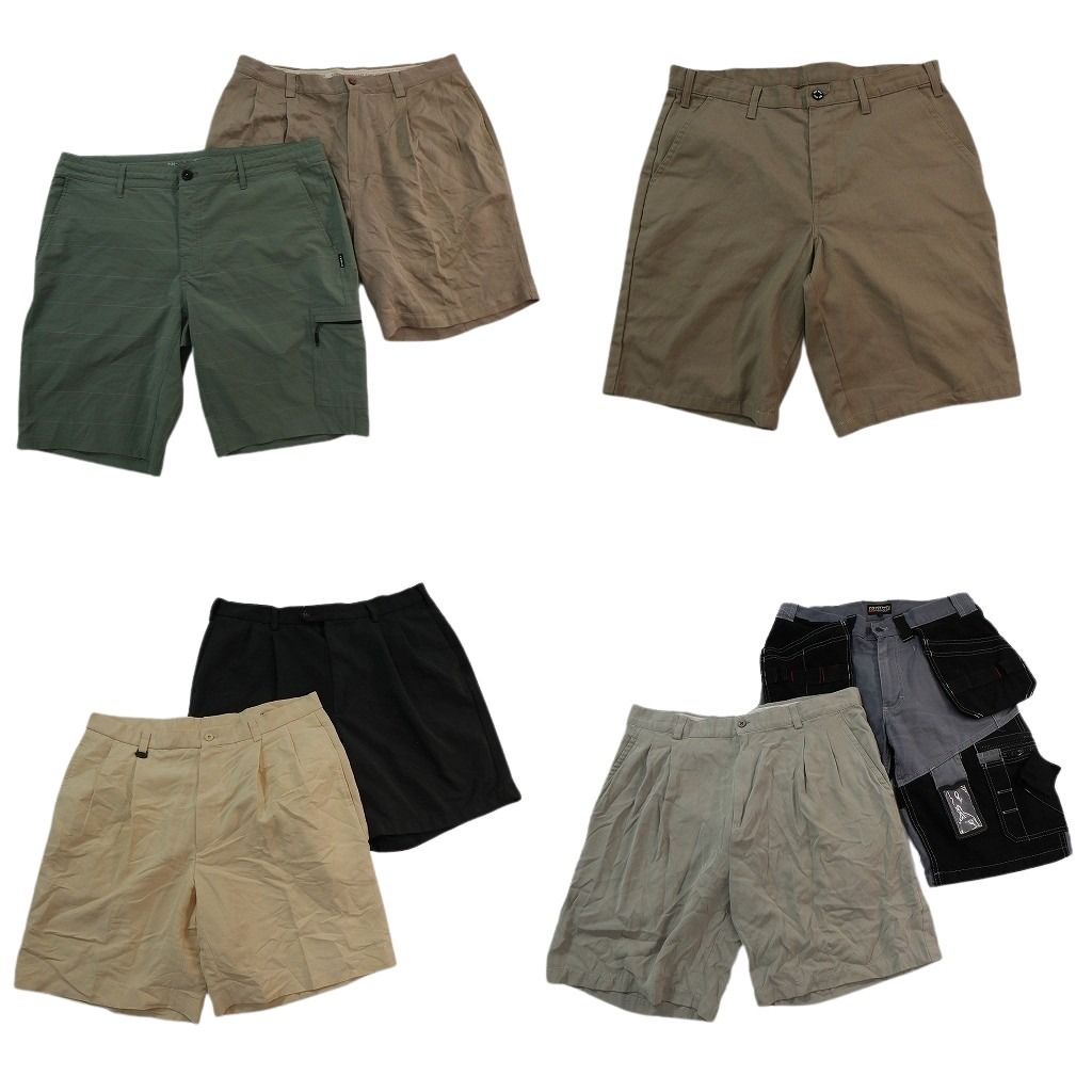 古着卸 まとめ売り ショートパンツ MIX 7枚セット ( メンズ 36 ) デザイン系 タック ベージュ ブラック 中古 古着 NE6589
