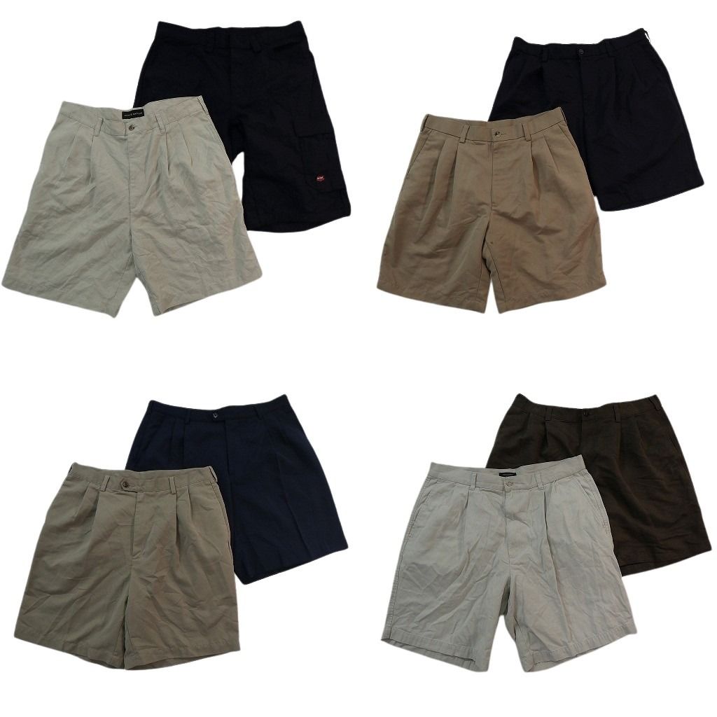 古着卸 まとめ売り ショートパンツ MIX 8枚セット ( メンズ 34 ) タック ブラック ベージュ ホワイト 中古 古着 NE6591