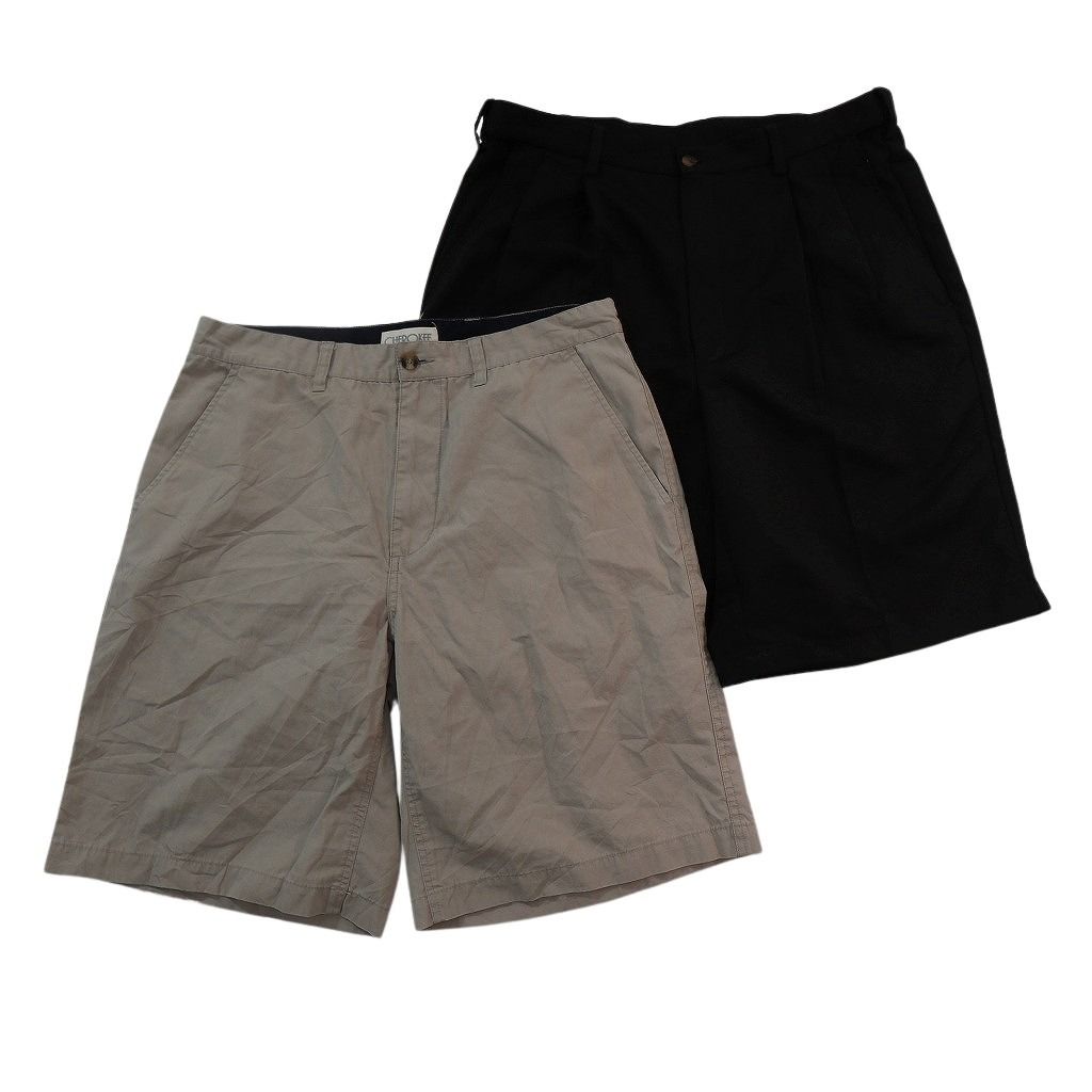 古着卸 まとめ売り ショートパンツ MIX 8枚セット ( メンズ 34 ) ストライプ ベージュ タック ブラック 中古 古着 NE6593