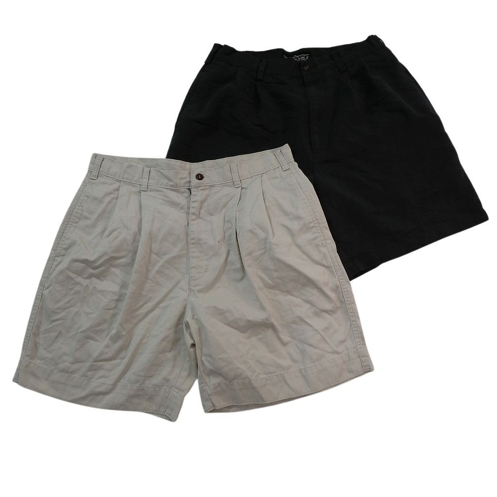 古着卸 まとめ売り ショートパンツ MIX 8枚セット ( メンズ 34 ) ストライプ ベージュ タック ブラック 中古 古着 NE6593